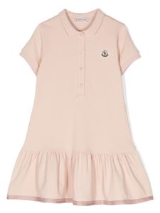 Moncler Enfant robe en coton à patch logo - Rose