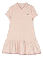 Moncler Enfant robe en coton à patch logo - Rose - thumbnail