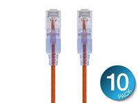 Monoprice Cat6A Ethernet-patchkabel - 10 voet - oranje (10 stuks) Snagless RJ45 550Mhz UTP Pure kale koperdraad 10G 30AWG - SlimRun Serie