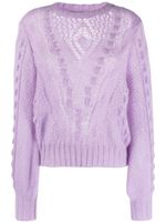 TWINSET pull en maille ajourée à col rond - Violet