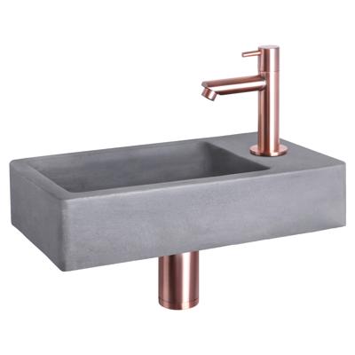 Fonteinset Differnz Force Beton 40x22x8 cm Donker Grijs Met Rechte Kraan Rood Koper Fonteinset Differnz Force Beton 40x22x8 cm Donker Grijs Met Rechte Kraan Rood Koper