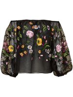 Carolina Herrera blouse en soie à fleurs - Noir