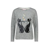 Cassis top met printopdruk grijs melange/zwart/goud