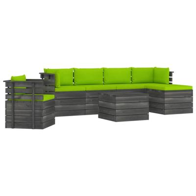 vidaXL 7-delige Loungeset met kussens pallet massief grenenhout