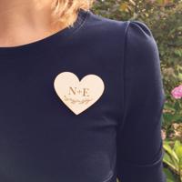 Houten corsage hartje met takje