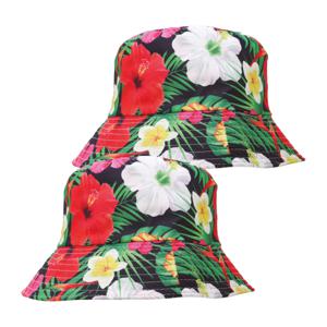 Verkleed hoedje voor Tropical Hawaii party - 2x - Summer/jungle print - volwassenen - Carnaval/thema