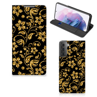 Samsung Galaxy S21 Plus Smart Cover Gouden Bloemen