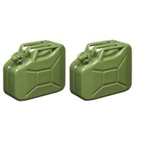 Set van 2x stuks metalen jerrycan legergroen voor brandstof 10 liter - thumbnail