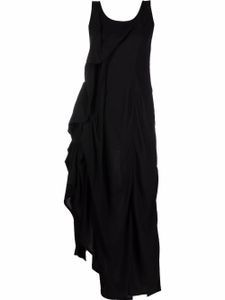 Yohji Yamamoto robe mi-longue à volants - Noir