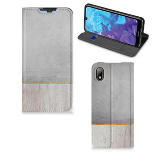 Huawei Y5 (2019) Book Wallet Case Wood Concrete