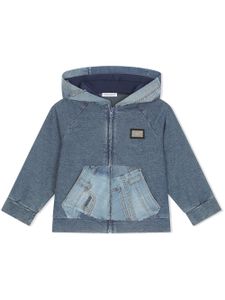 Dolce & Gabbana Kids hoodie en jean à logo - Bleu