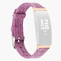 By Qubix - Compatible met Fitbit Inspire 1 / HR/Ace 2 Canvas nylon bandje - Maat: Large - Paars - Compatible fitbit bandje