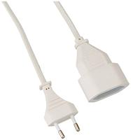 as - Schwabe 50151 Euro Verlengkabel met Platte Koppeling en Platte Stekker, 230 V/2,5 A, 5 meter Kabellengte, Wit