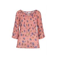 Cassis top met all over print en volant rood/multi