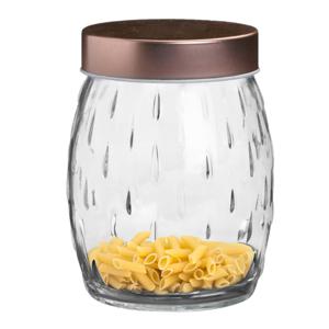 Voorraadpot/bewaarpot Beau - 1.2L - glas - koperen deksel - D13 x H15 cm