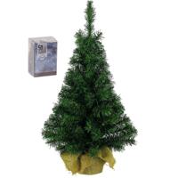 Kunst kerstboom - H75 cm - met kerstverlichting - helder wit - kunstboom