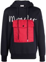 Moncler hoodie à logo imprimé - Bleu - thumbnail