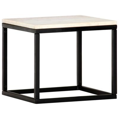 vidaXL Salontafel 40x40x35 cm echt steen met marmeren textuur wit vidaXL Salontafel 40x40x35 cm echt steen met marmeren textuur wit