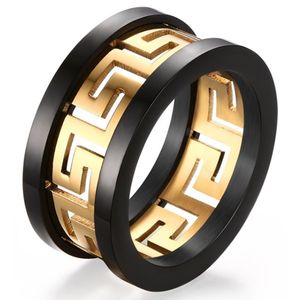 Mendes herenring Greek Key Black Gold