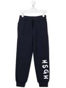 MSGM Kids pantalon de jogging à logo imprimé - Bleu