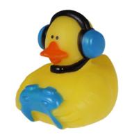 Rubber badeendje gamer - blauw - badkamer fun artikelen - size 5 cm - kunststof