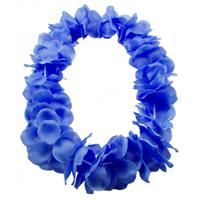 Hawaii kransen bloemen slingers - neon blauw - Verkleed accessoires - kinderen/volwassenen - thumbnail