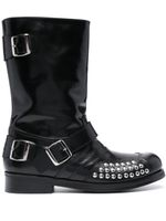 Stefan Cooke bottines style motard en cuir - Noir