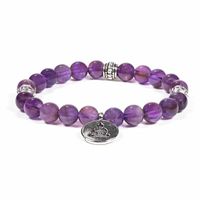 Edelsteen Armband Amethist Mala Elastisch met Boedda - thumbnail