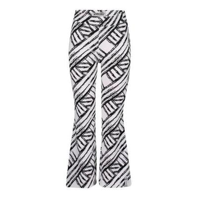 4PRESIDENT flared broek Karissa met grafische print wit/zwart