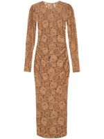 Dolce & Gabbana Chantilly-lace semi-sheer midi dress - Marron