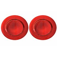 8x Diner onderborden rood glimmend 33 cm rond - thumbnail