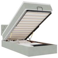 vidaXL Ottoman bed met matras en LED's 90x200cm fluweel lichtgrijs, bedframe, ottoman bedframe, bedframe met opbergruimte onder het bed, bedframe met opbergruimte