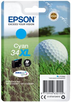 Epson Golf ball Singlepack Cyan 34XL DURABrite Ultra Ink Epson Golf ball Singlepack Cyan 34XL DURABrite Ultra Ink