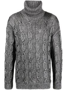 Saint Laurent pull en maille torsadée à col roulé - Gris