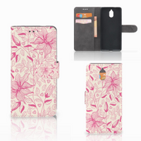 Nokia 3.1 (2018) Hoesje Pink Flowers