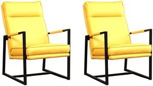 Set van 2 Gele leren industriële design fauteuils Square - Toledo Leer Giallo (geel leer)