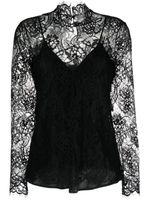 Antonelli blouse crop à dentelle fleurie - Noir