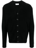 Lardini cardigan en maille nervurée à boutonnière - Noir