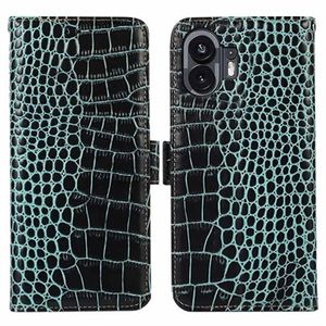 Nothing Phone (2) Crocodile Series Wallet Leren Hoesje met RFID - Groen