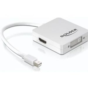 Delock 61768 Adapter mini DisplayPort 1.1 male > DisplayPort / HDMI / DVI female Passief wit