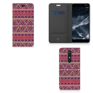 Nokia 5.1 (2018) Hoesje met Magneet Aztec Paars