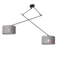 QAZQA - Modern Hanglamp zwart met kap 35 cm grijs verstelbaar - Blitz II | Woonkamer | Keuken - Metaal Rond - E27 Geschikt voor LED - Max. 2 x 60 Watt