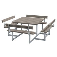 Picknicktafel Vierkant Blokhus Grijs Bruin 4 Rugleuningen