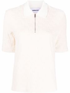 AMBUSH polo monogrammé à col zippé - Blanc