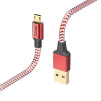 Hama Reflective Micro-USB-kabel (USB-A 2.0 mannelijk naar micro-USB-oplaadkabel en gegevensoverdracht, afgeschermde kabel, anti-twist, vergulde aluminium stekker, robuuste gevlochten nylon