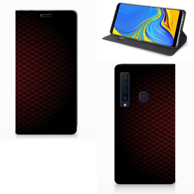 Samsung Galaxy A9 (2018) Hoesje met Magneet Geruit Rood