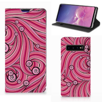 Samsung Galaxy S10 Bookcase Swirl Pink - thumbnail