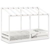 Kinderbed met bedhuis 90x190 cm massief grenenhout wit