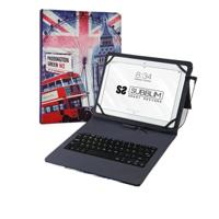 SUBBLIM KeyTab USB England beschermhoes met toetsenbord tablet 10,1 inch microUSB adapter type C klapsluiting