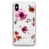 Geschilderde bloemen: iPhone XS Transparant Hoesje - thumbnail